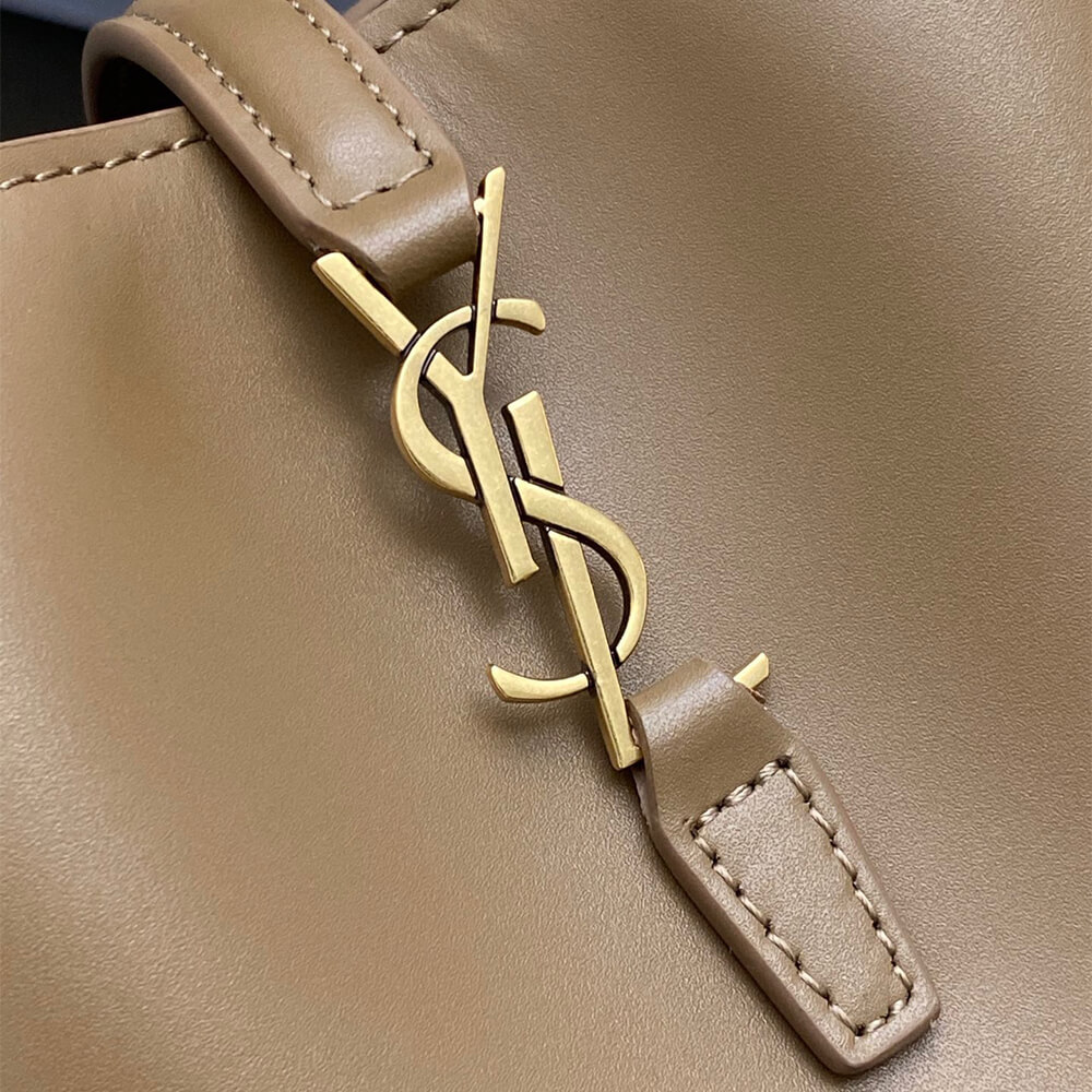 Dark beige YSL LE 37 mini in shiny leather - Image 6