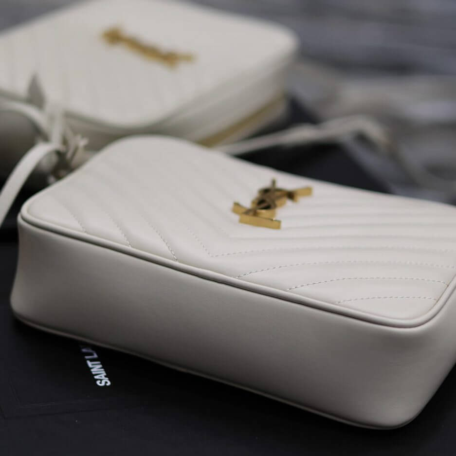 White YSL LOU CAMERA BAG IN QUILTED LEATHER - Image 6