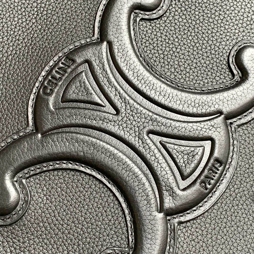 Black CELINE CABAS ANA?S Medium bag in grained calfskin - Image 6