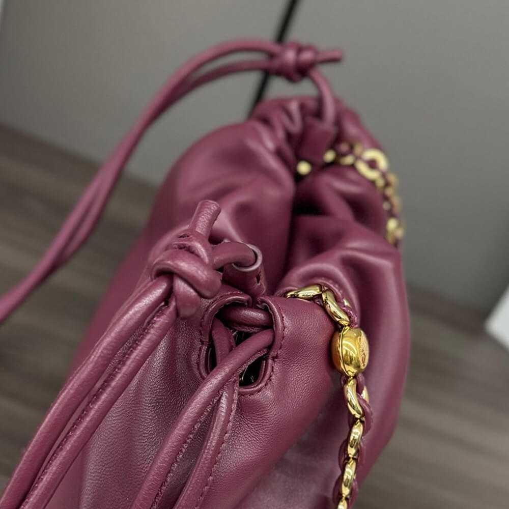 Dark Burgundy Loewe Medium Flamenco purse in mellow nappa lambskin - Image 6