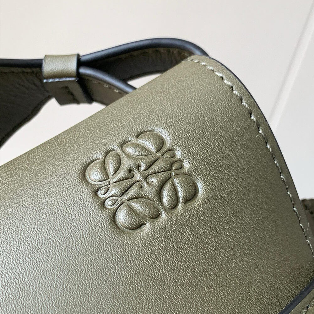Autumn Green Loewe Small Gate bag in soft calfskin and jacquard - Image 6