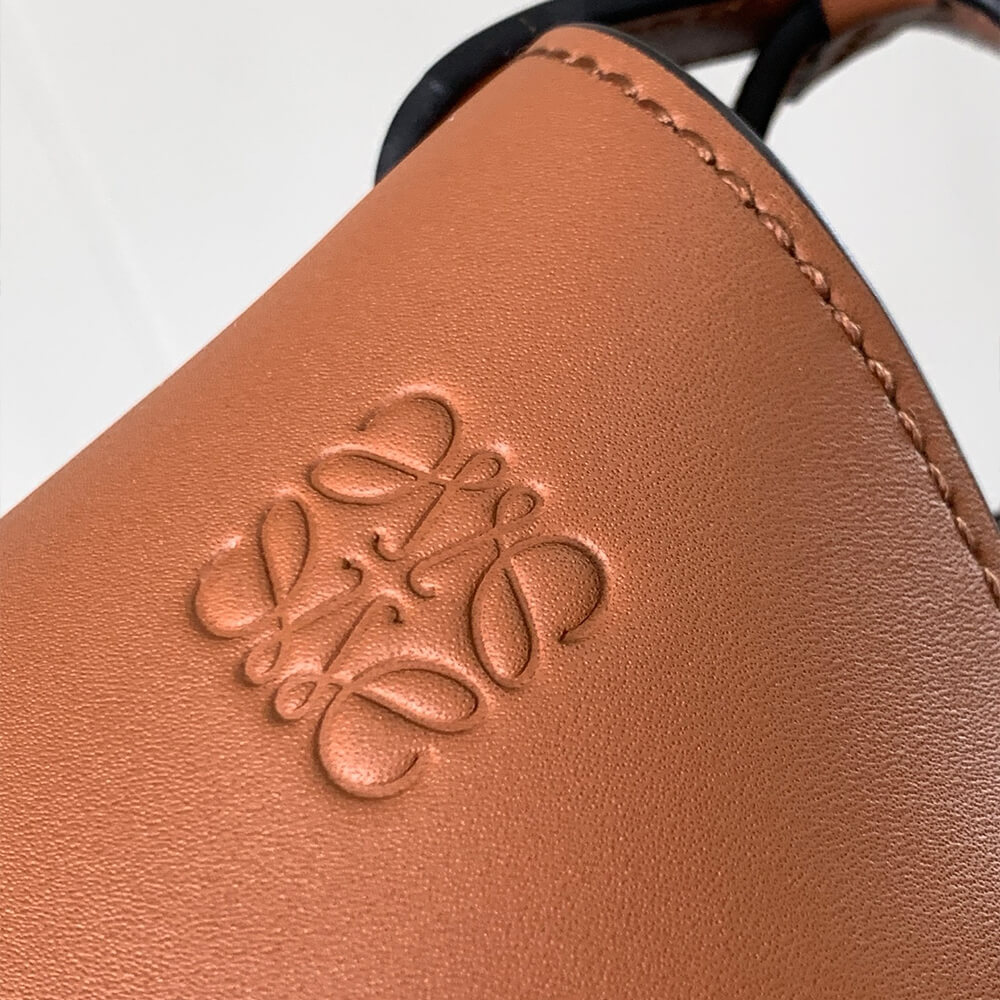 Tan Loewe Small Gate bag in soft calfskin and jacquard - Image 6