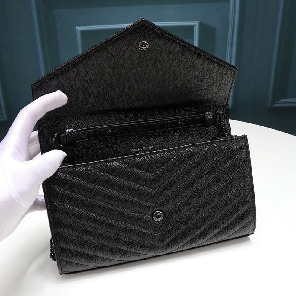 Saint Laurent Chain-strap YSL-plaque grained-leather wallet - Image 6