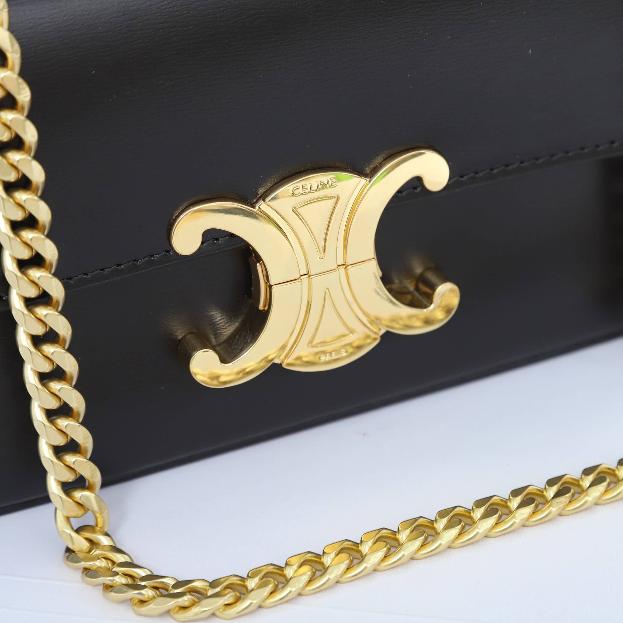 CELINE CLAUDE shiny cowhide leather chain shoulder bag - Image 6