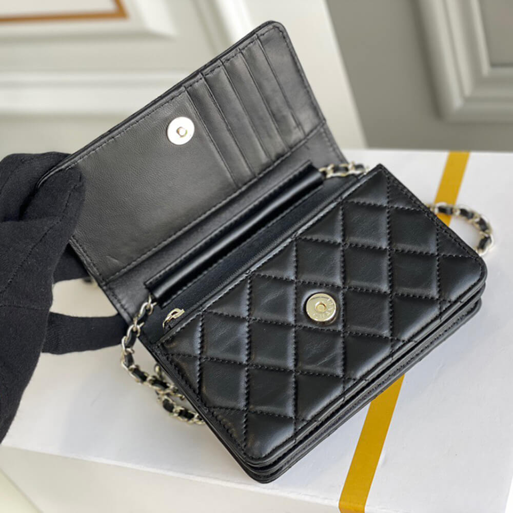 Black Chanel MINI WALLET ON CHAIN - Image 6