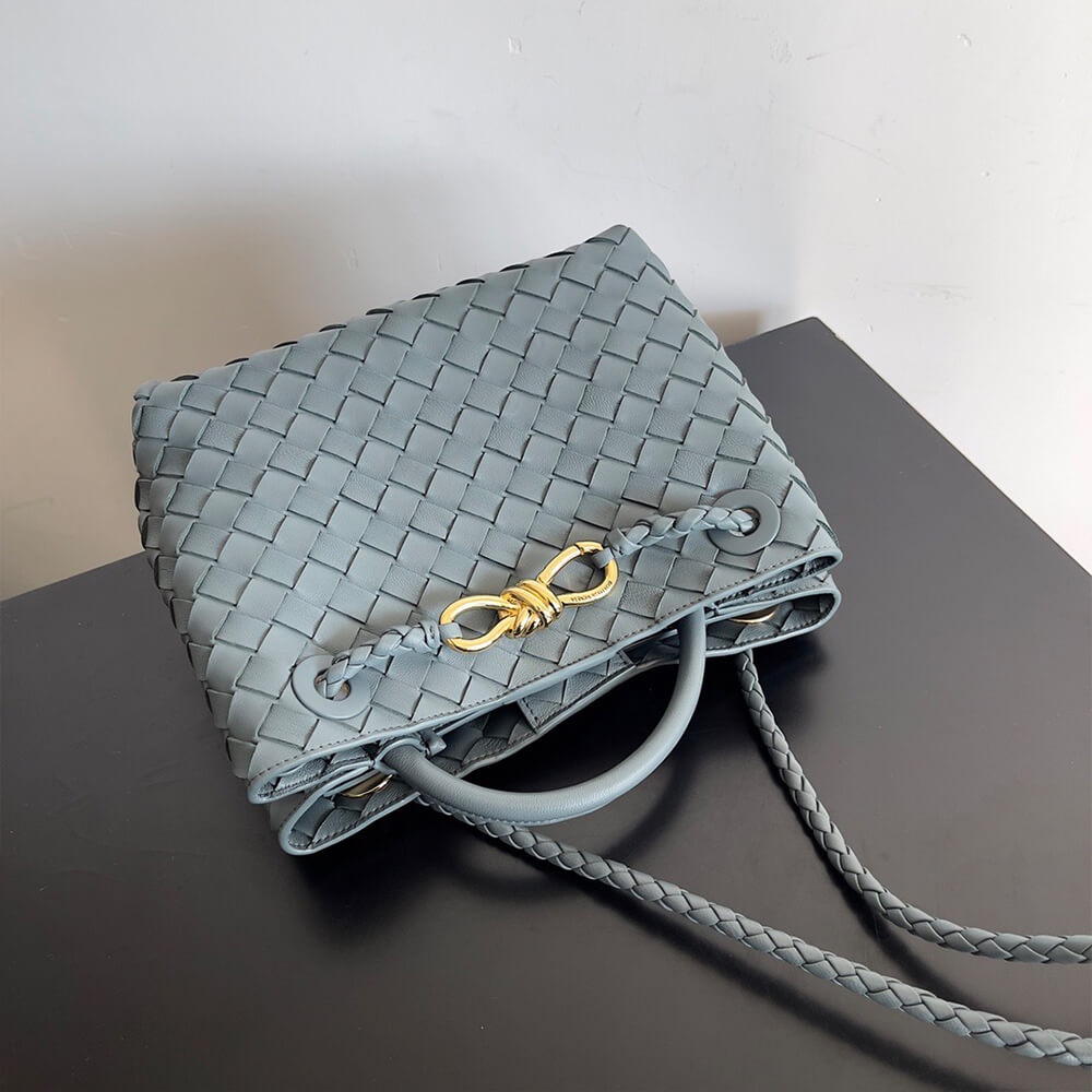 Pale Blue Bottega Veneta Small Andiamo - Image 6