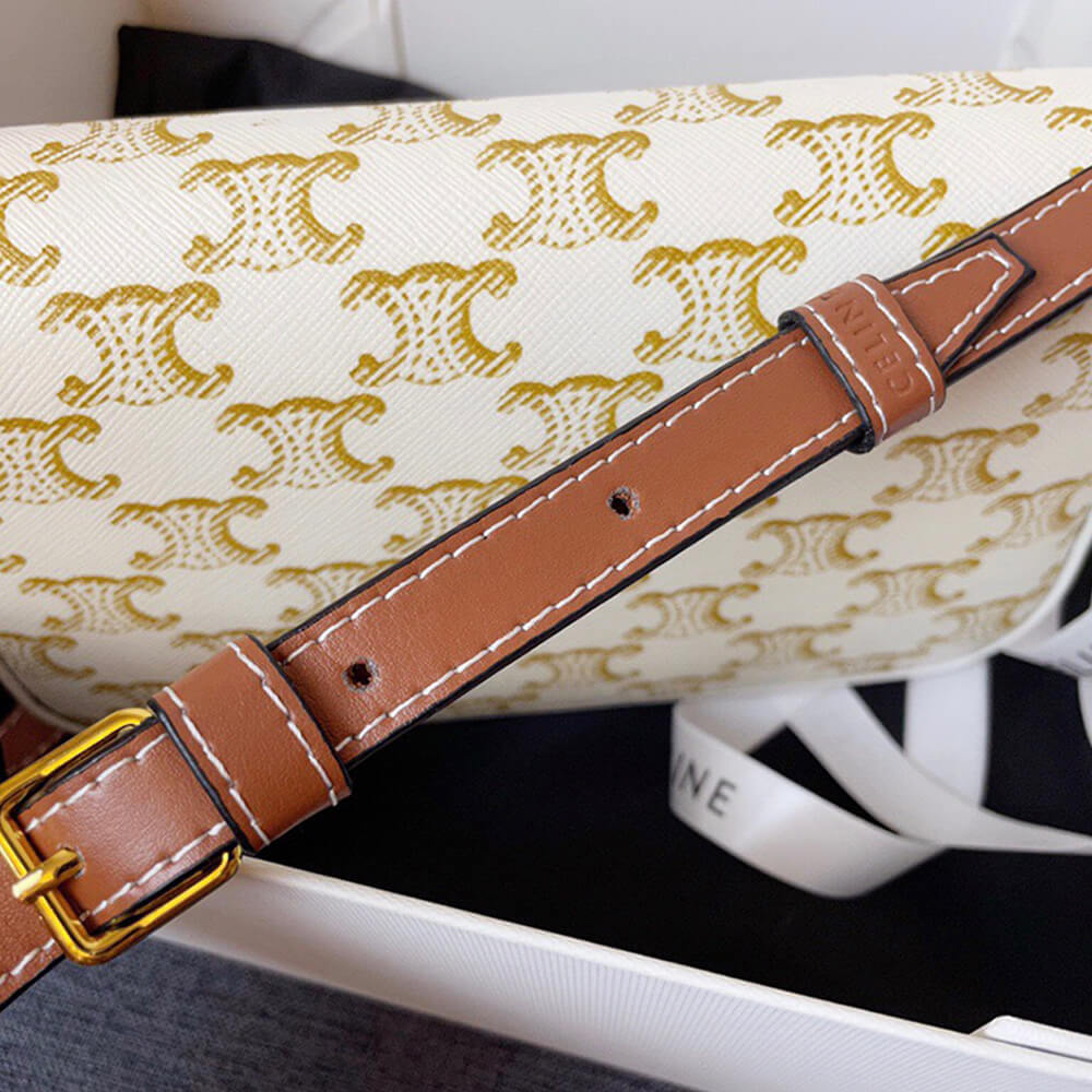 White CELINE TRIOMPHE SHOULDER BAG - Image 6