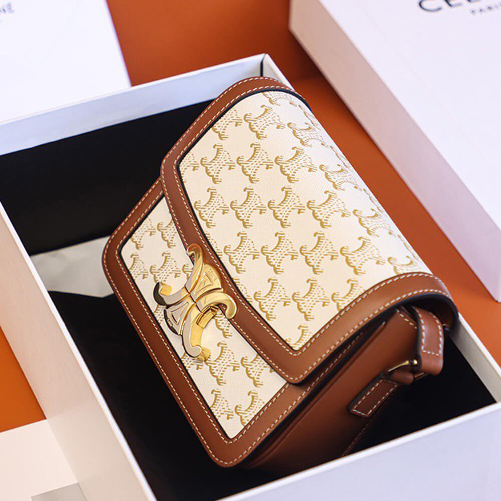 White CELINE TEEN TRIOMPHE BAG - Image 6
