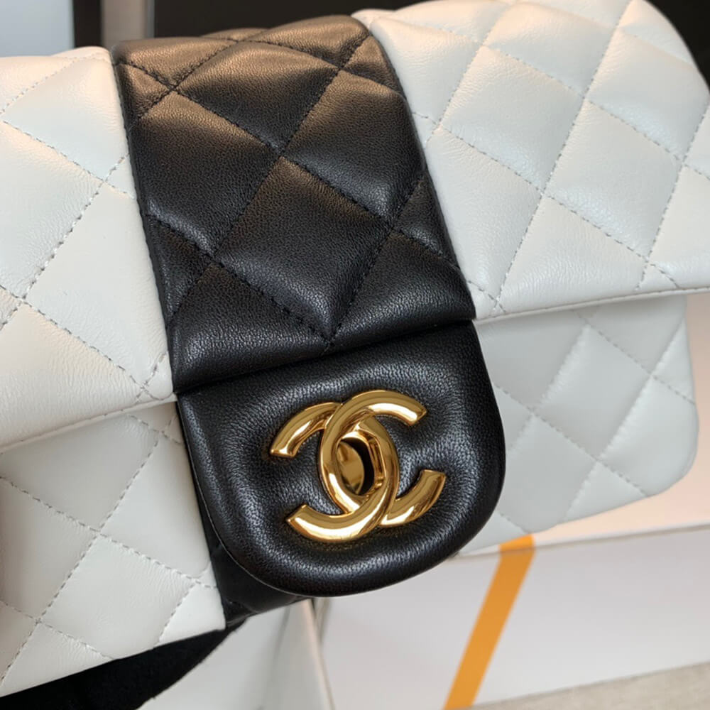 White & Black CHANEL MINI FLAP BAG - Image 6