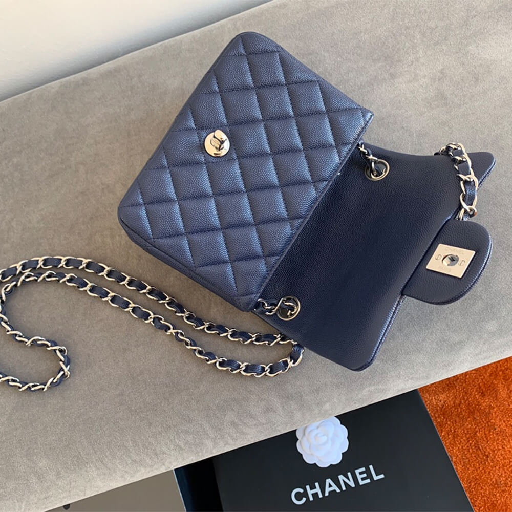 Blue Chanel MINI FLAP BAG (Best
 grade) - Image 6