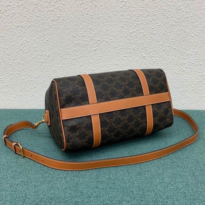 CELINE Logo Print Calfskin Boston Bag - Image 6