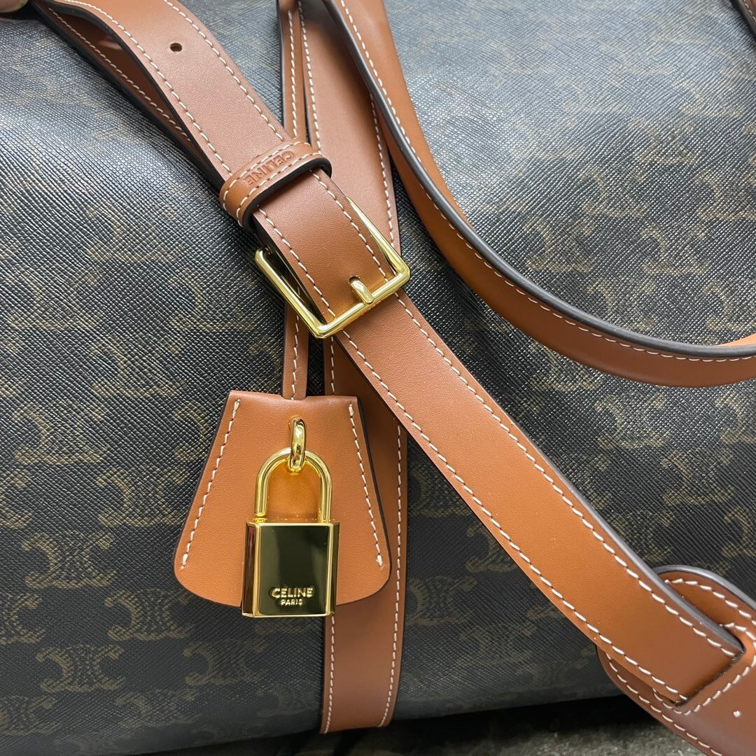 CELINE Medium duffle bag in logo-print calfskin - Image 6