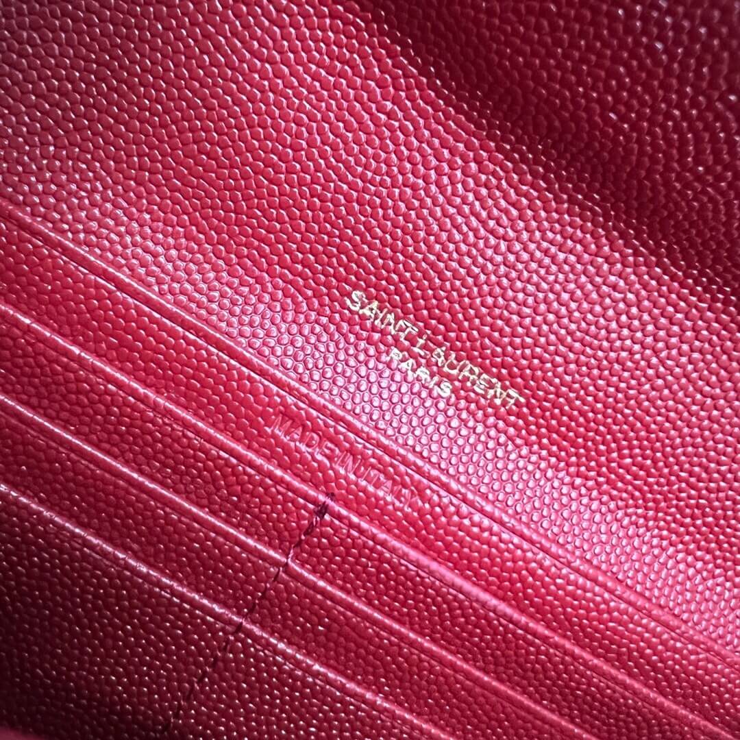 Red Merlot YSL CASSANDRE MATELASSE LARGE FLAP WALLET IN GRAIN DE POUDRE LEATHER - Image 6