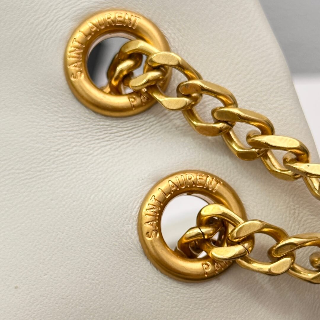 White YSL CALYPSO small in plunged lambskin - Image 6