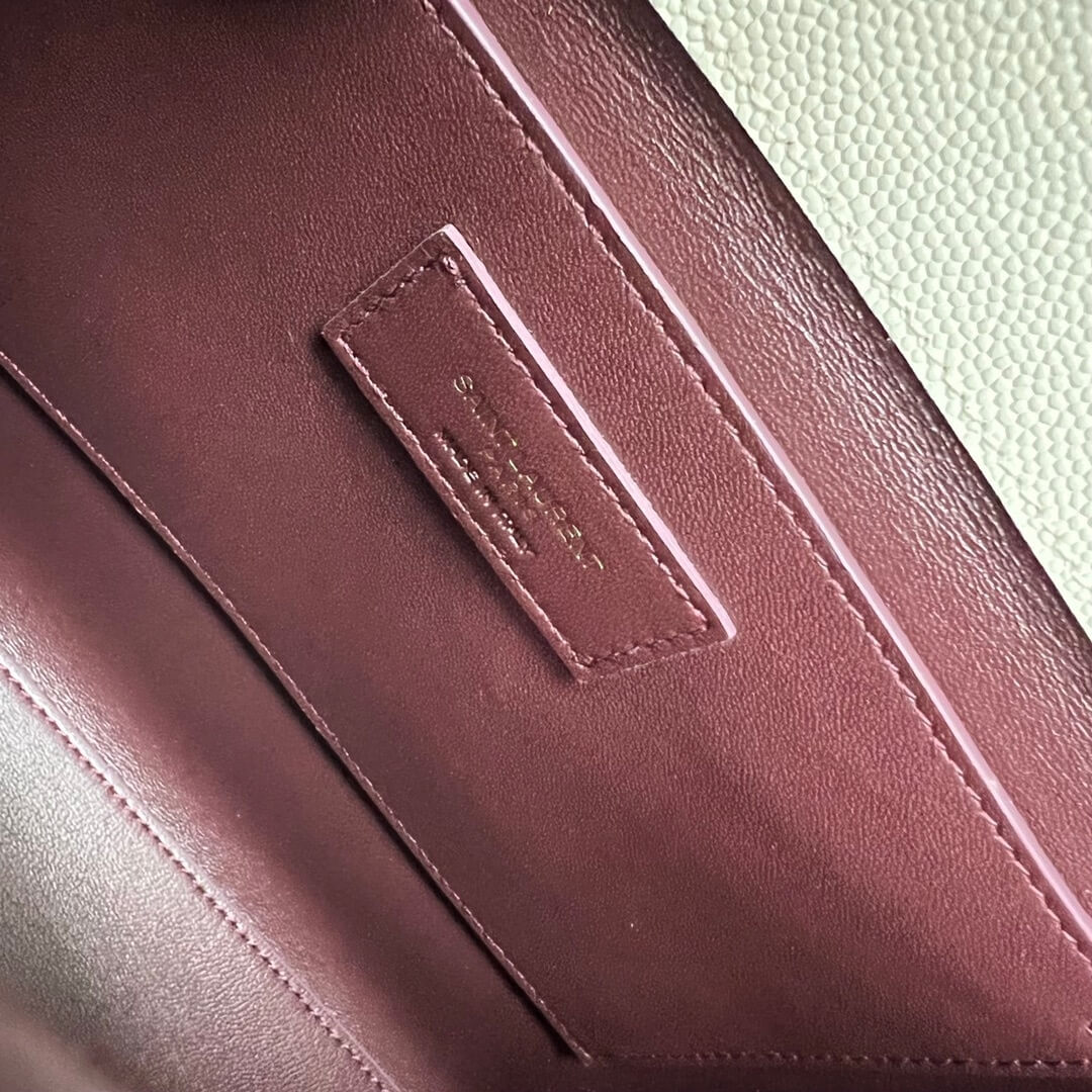 White YSL CASSANDRA Medium Grainy Embossed Leather Top Handle Bag - Image 7