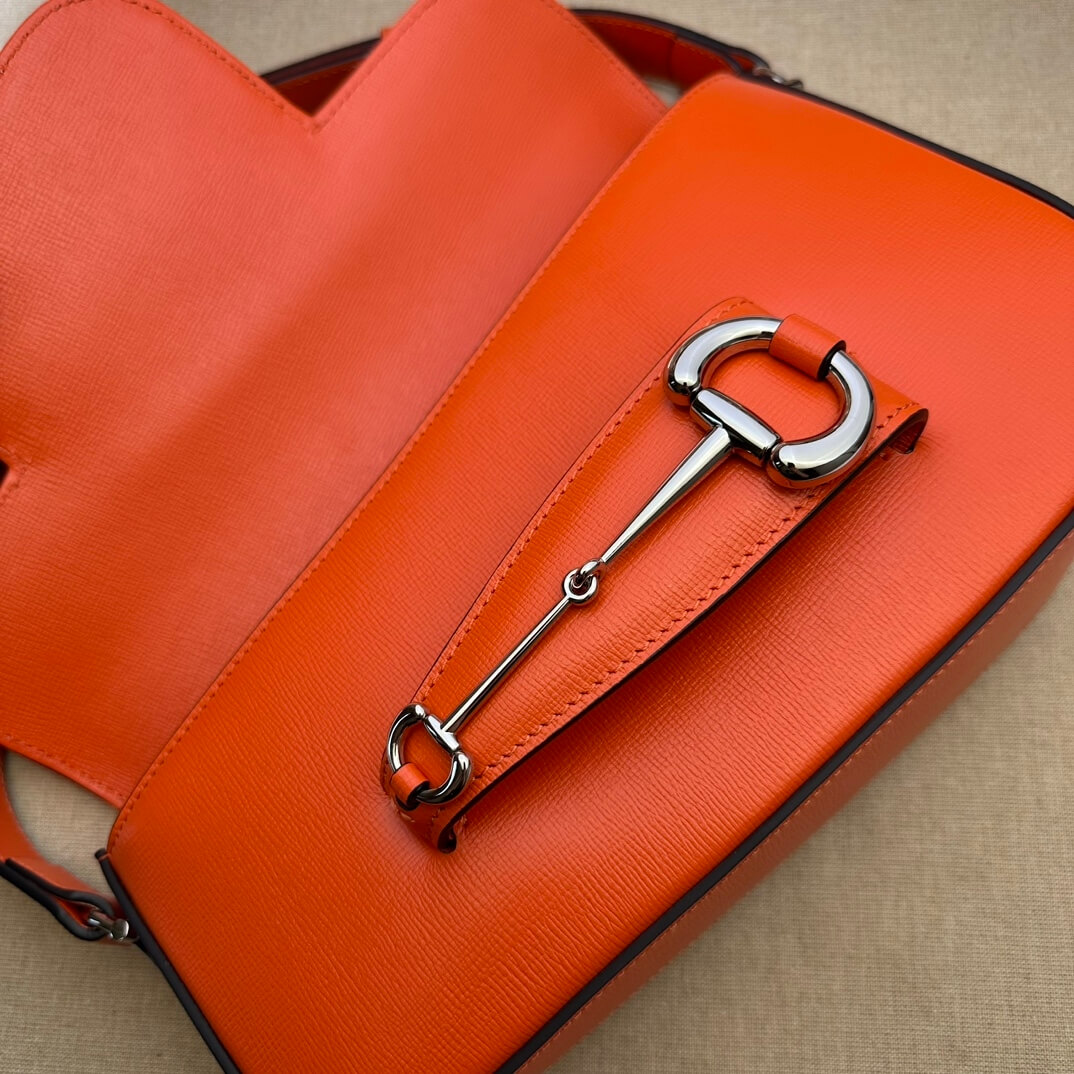 Orange Gucci Horsebit 1955 Small Shoulder Bag - Image 7