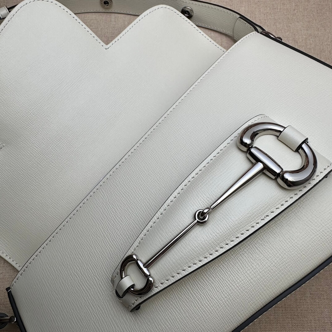 White Gucci Horsebit 1955 Small Shoulder Bag - Image 7