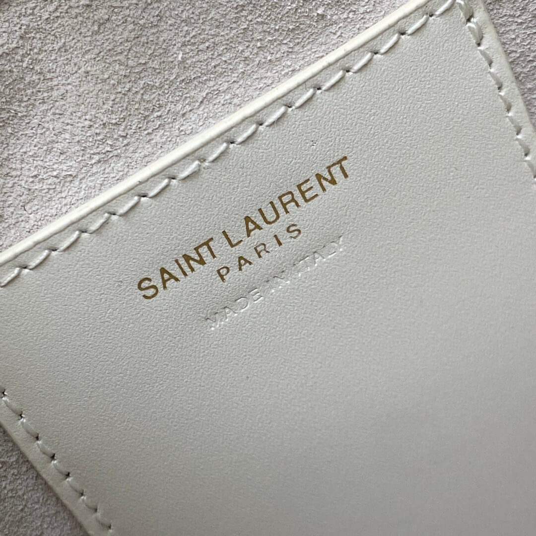 White YSL Le 5 A 7 mini vertical bag in shiny leather - Image 7