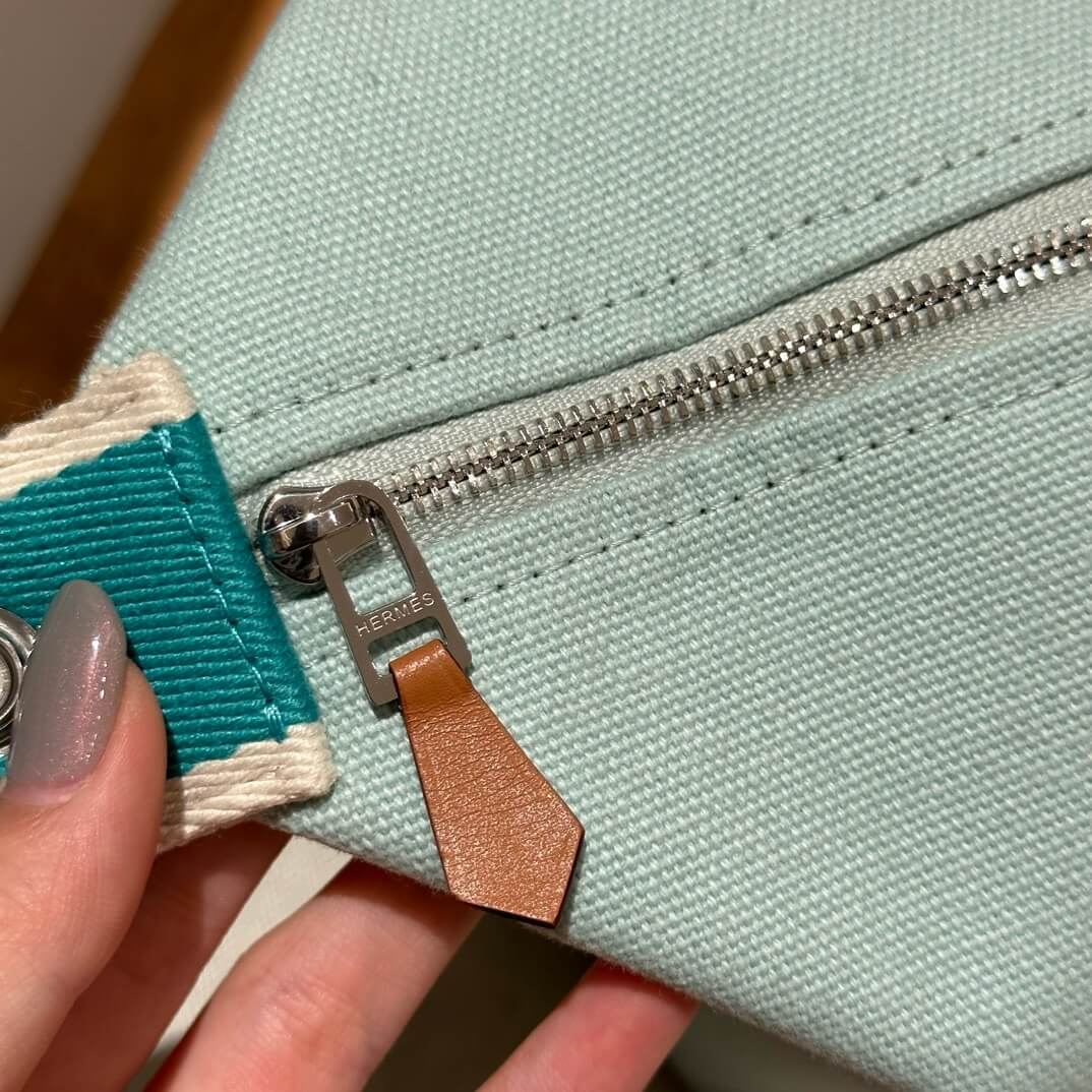 light green Hermes toiletery bag - Image 7