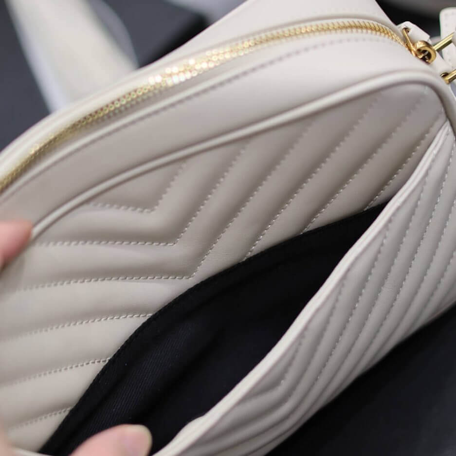 White YSL LOU CAMERA BAG IN QUILTED LEATHER - Image 7