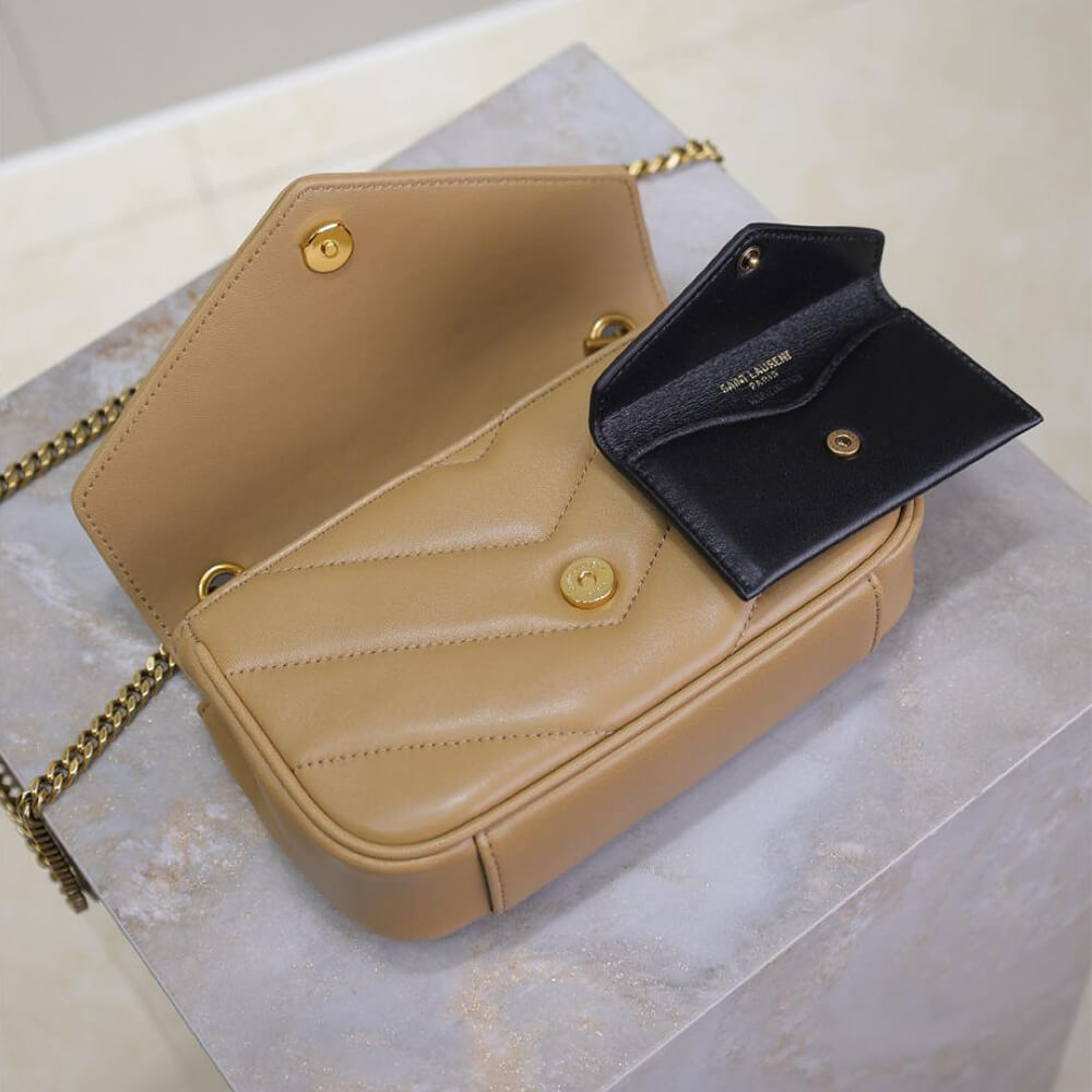 Beige YSL LOULOU MINI in lambskin - Image 7