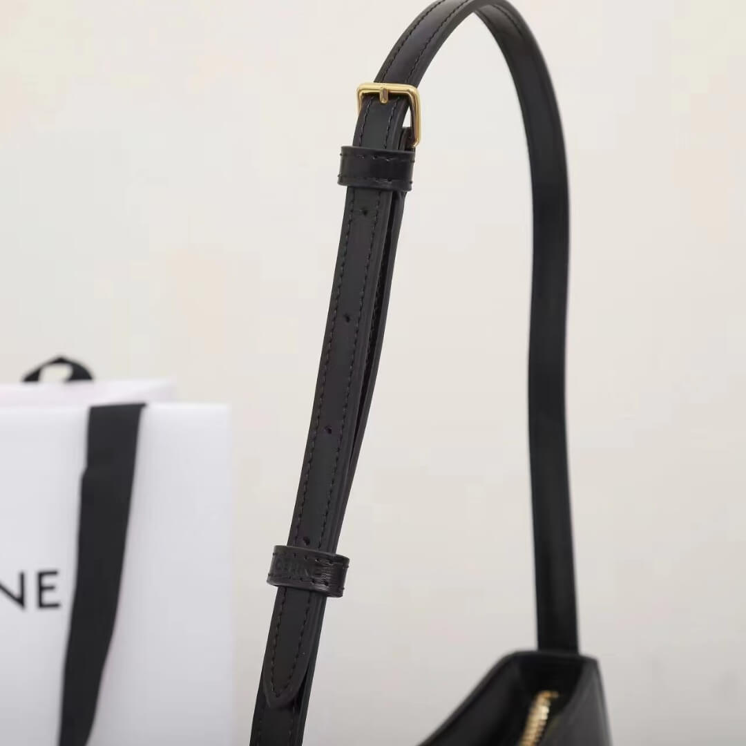 Black CELINE TILLY medium bag in shiny calf leather - Image 7