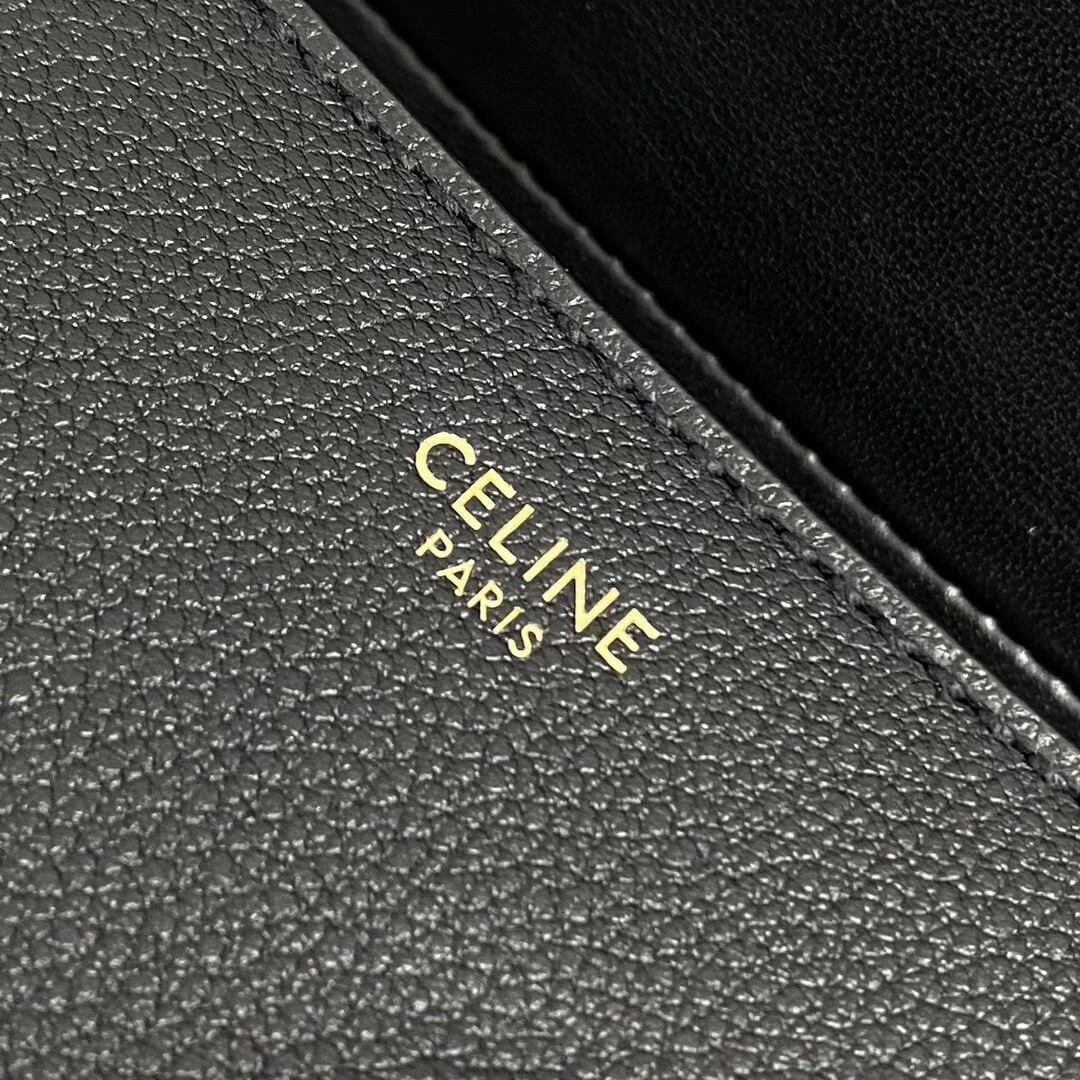 Black CELINE Medium POLLY bag in soft calfskin - Image 7
