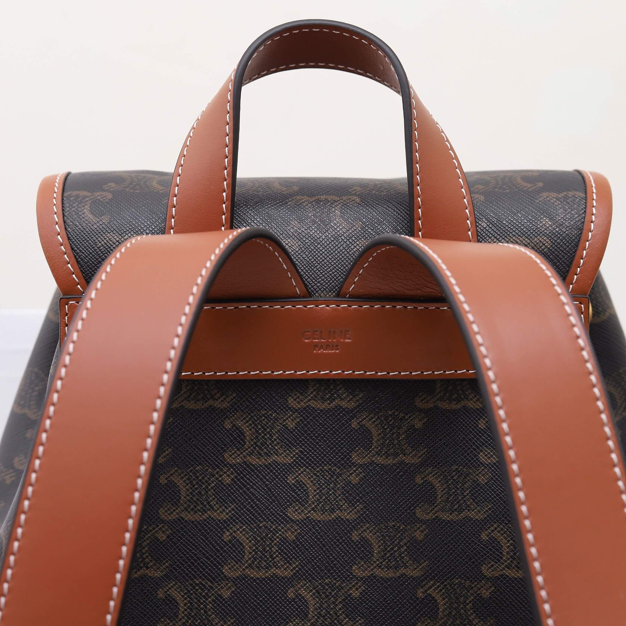 CELINE FOLCO Logo Print Calfskin Medium Backpack - Image 7