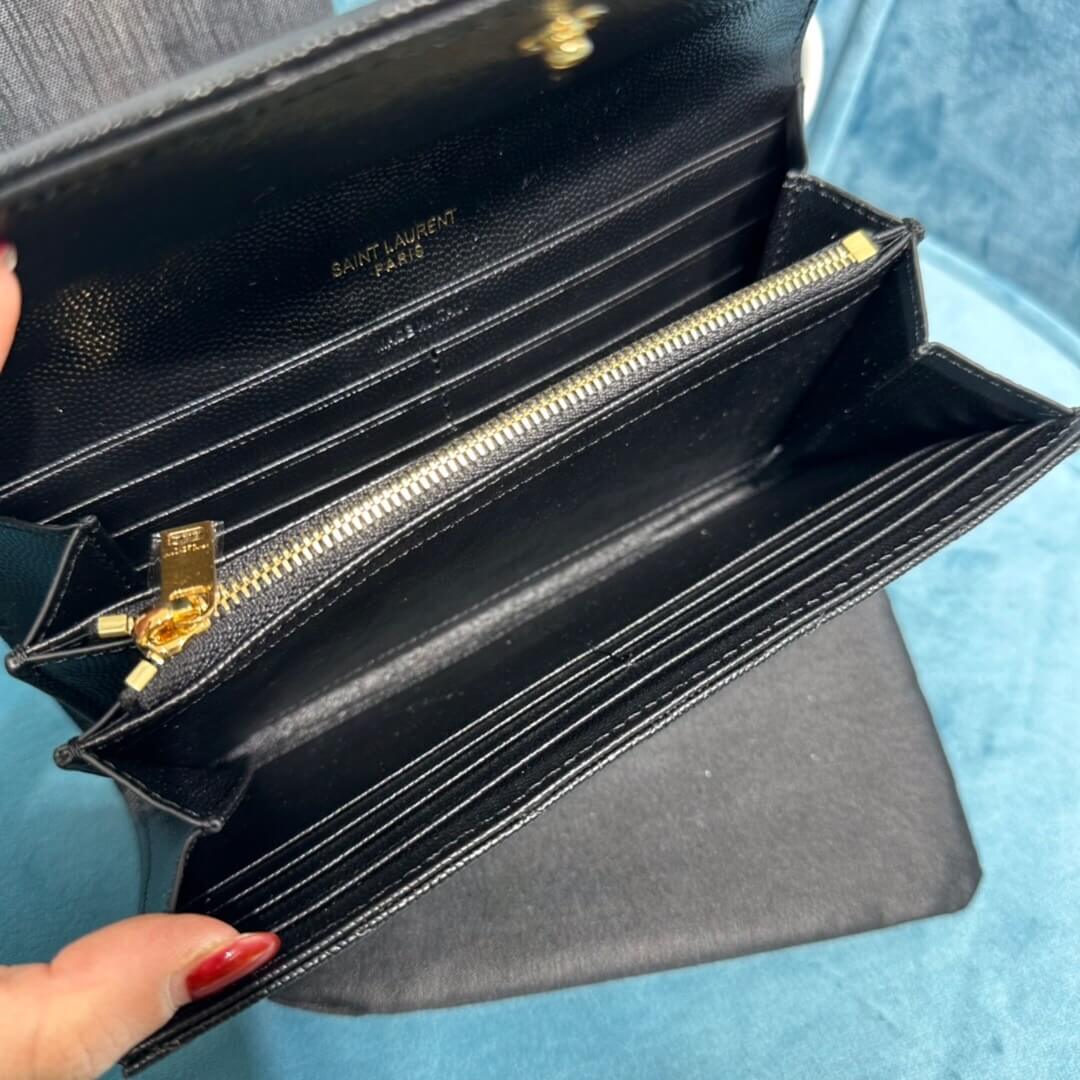 Black YSL CASSANDRE MATELASSE LARGE FLAP WALLET IN GRAIN DE POUDRE LEATHER - Image 7