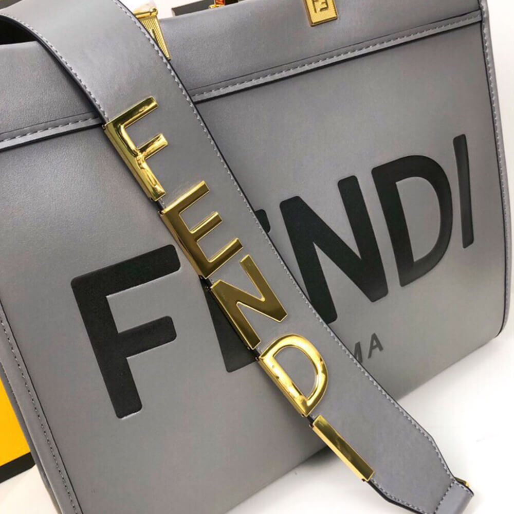 Grey FENDI SUNSHINE Medium Tote Bag - Image 7