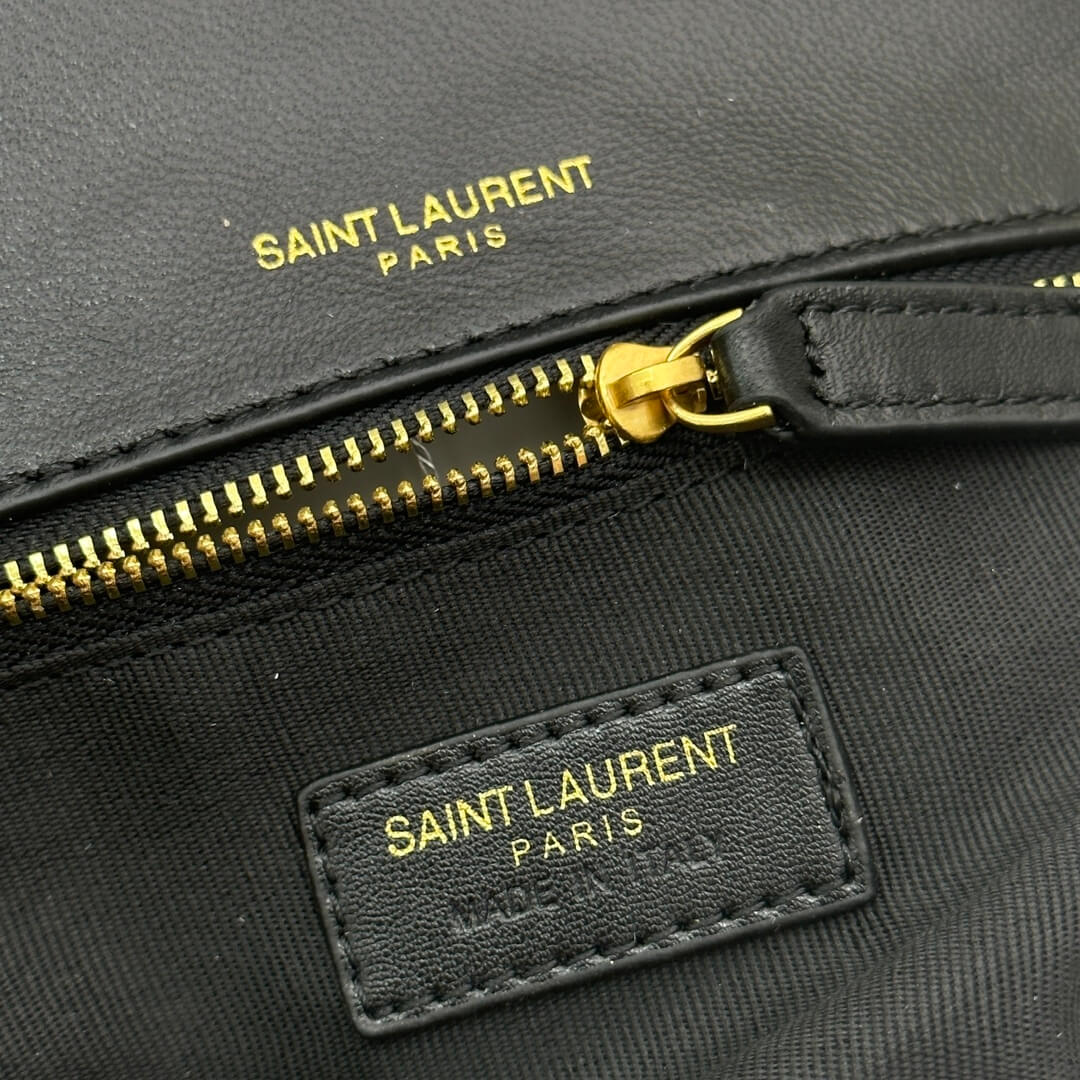 Black YSL CALYPSO small in plunged lambskin - Image 7