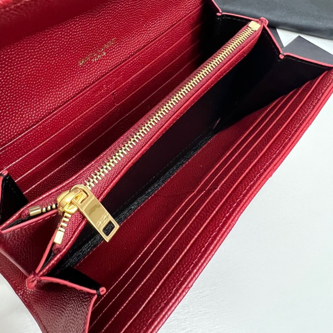 Red Merlot YSL CASSANDRE MATELASSE LARGE FLAP WALLET IN GRAIN DE POUDRE LEATHER - Image 7