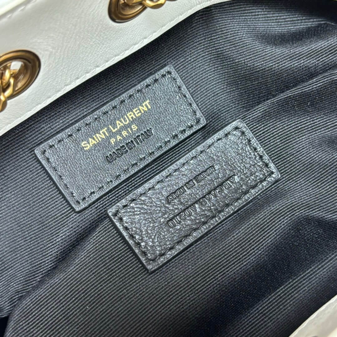 White YSL Joe quilted lambskin mini bucket bag - Image 7