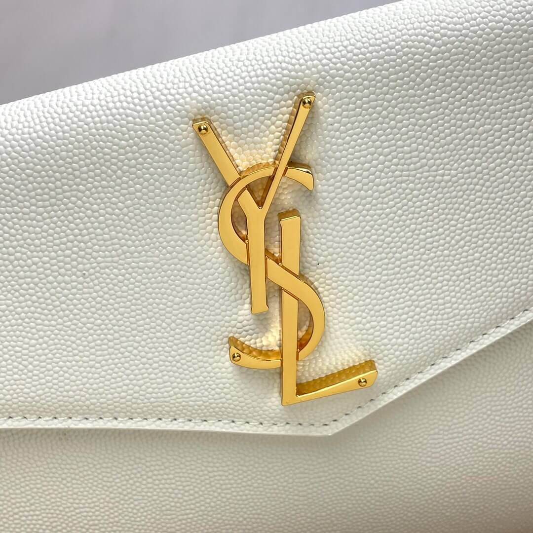 white YSL UPTOWN POUCH IN GRAIN DE POUDRE EMBOSSED LEATHER - Image 7