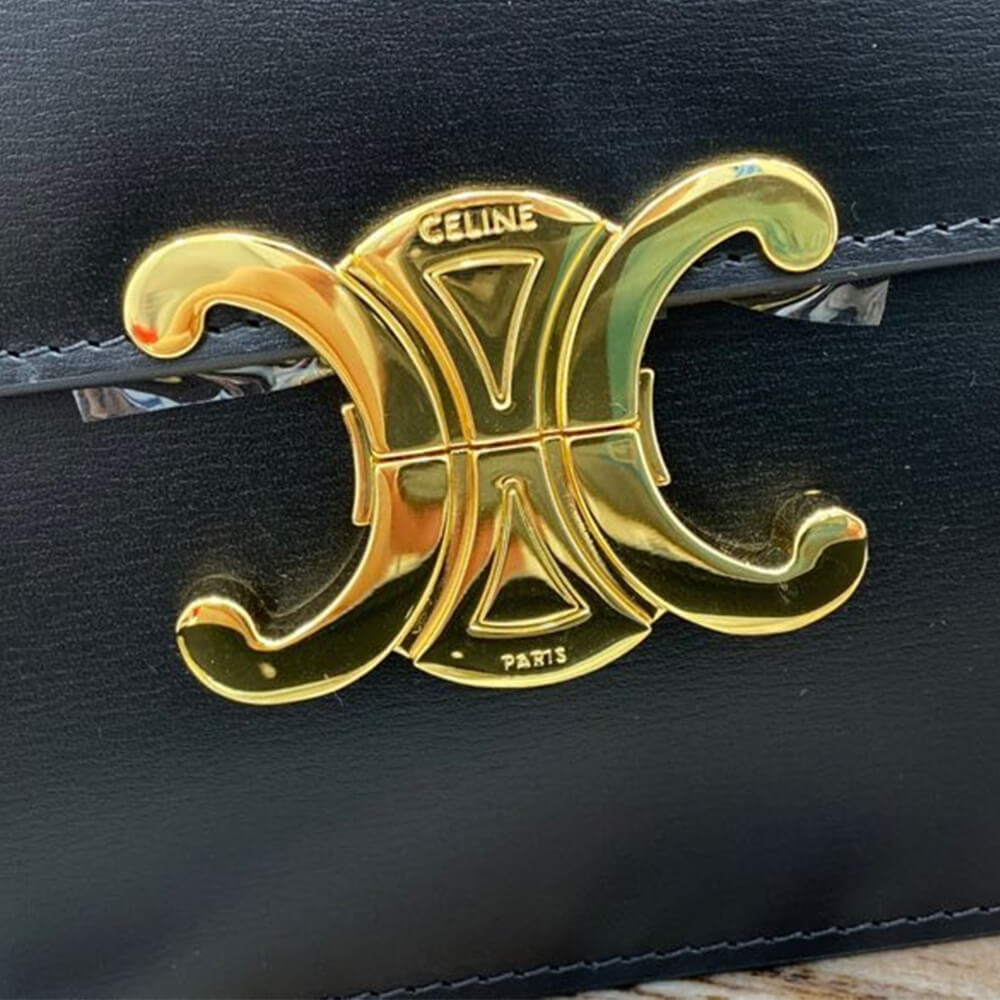 Black CELINE CLASSIQUE TRIOMPHE BAG IN CALFSKIN - Image 7