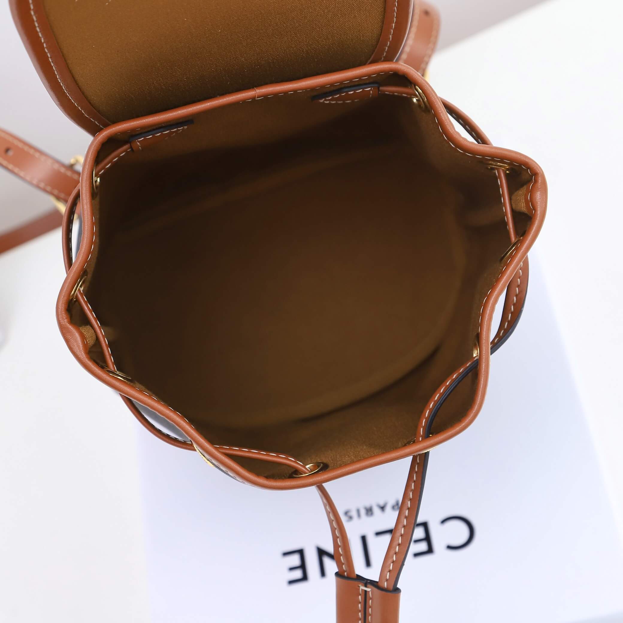 CELINE FOLCO Logo Print Calfskin Mini Backpack - Image 8