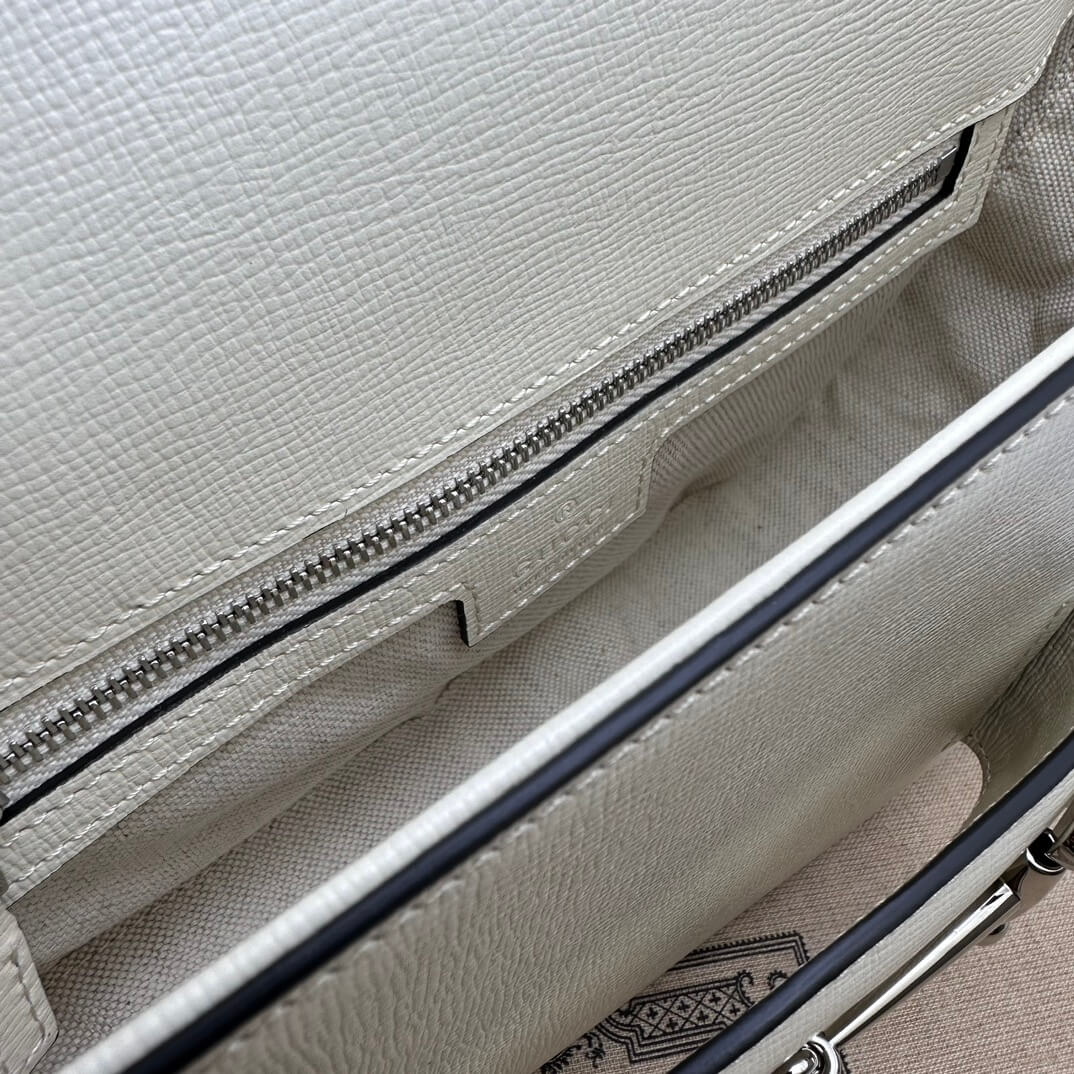 White Gucci Horsebit 1955 Small Shoulder Bag - Image 8
