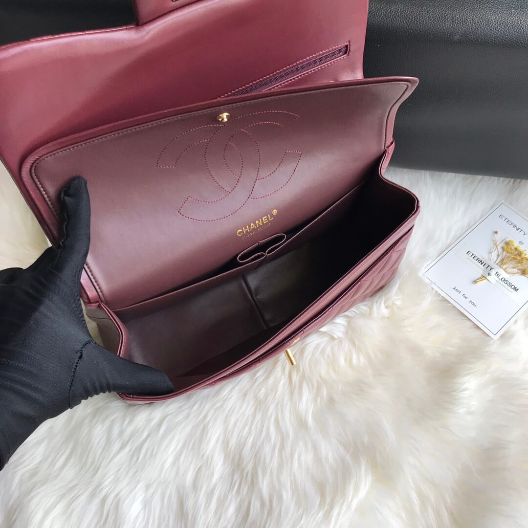 Claret CHANEL LARGE CLASSIC HANDBAG (Best
 grade) - Image 8