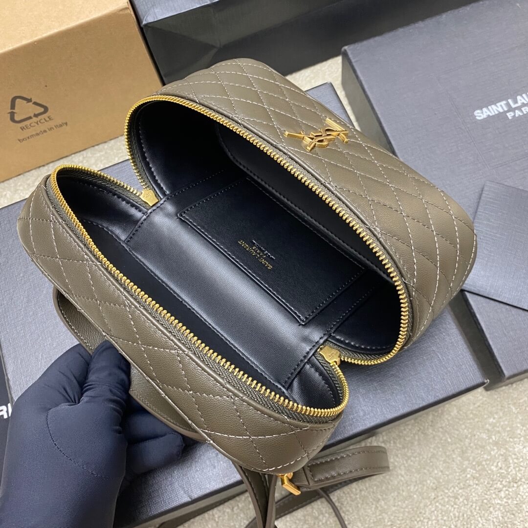 Green YSL GABY lambskin cosmetic bag - Image 8