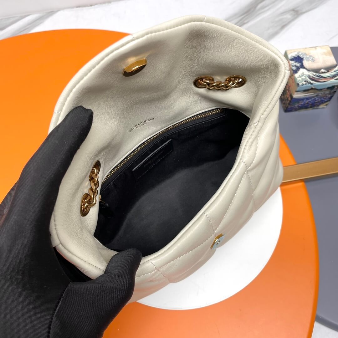 White YSL Toy Puffer in lambskin - Image 8