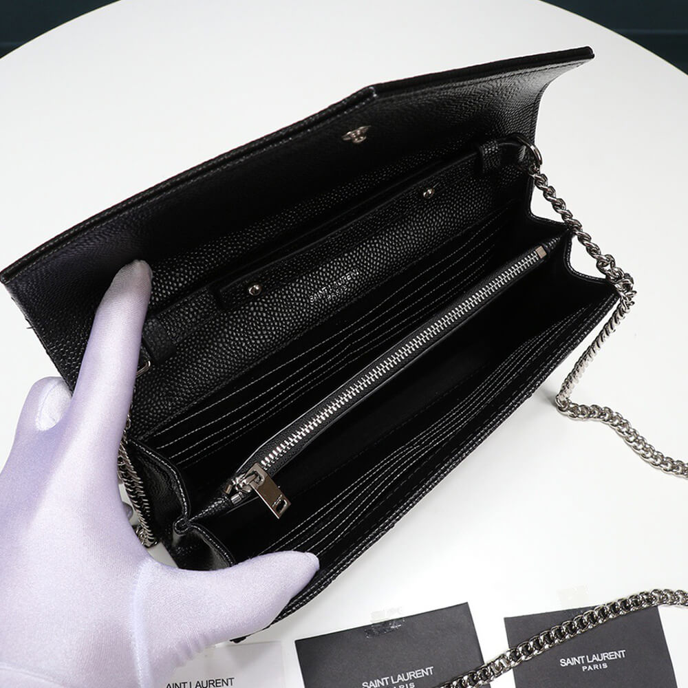 Saint Laurent Chain-strap YSL-plaque grained-leather wallet - Image 8