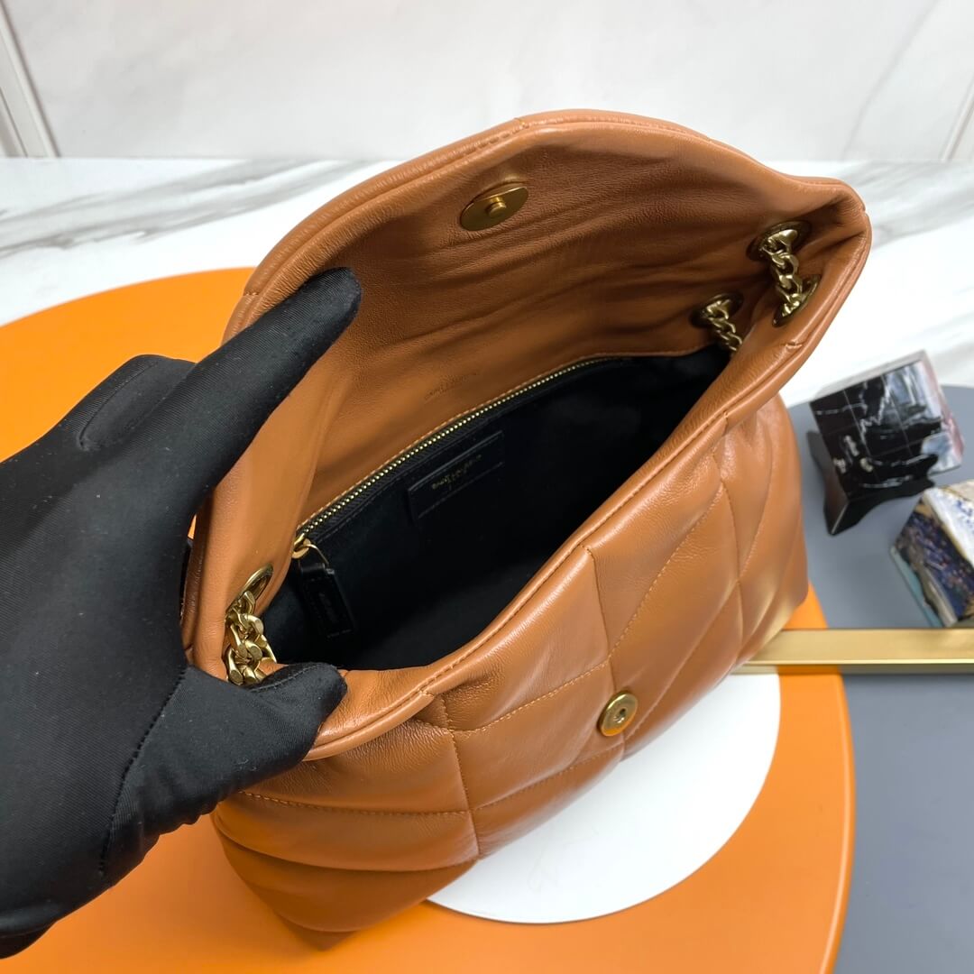 Caramel YSL PUFFER SMALL in Nappa leather - Image 8