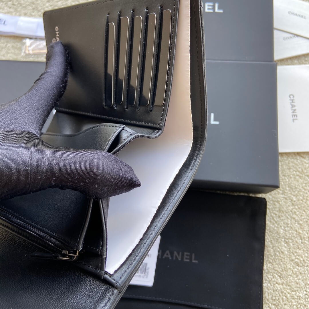 Black Chanel boy long wallet - Image 8