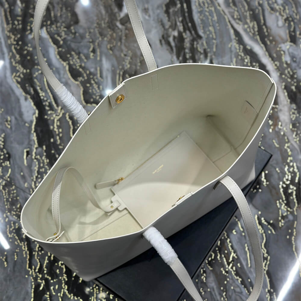 White YSL Shopping Saint Laurent leather - Image 8