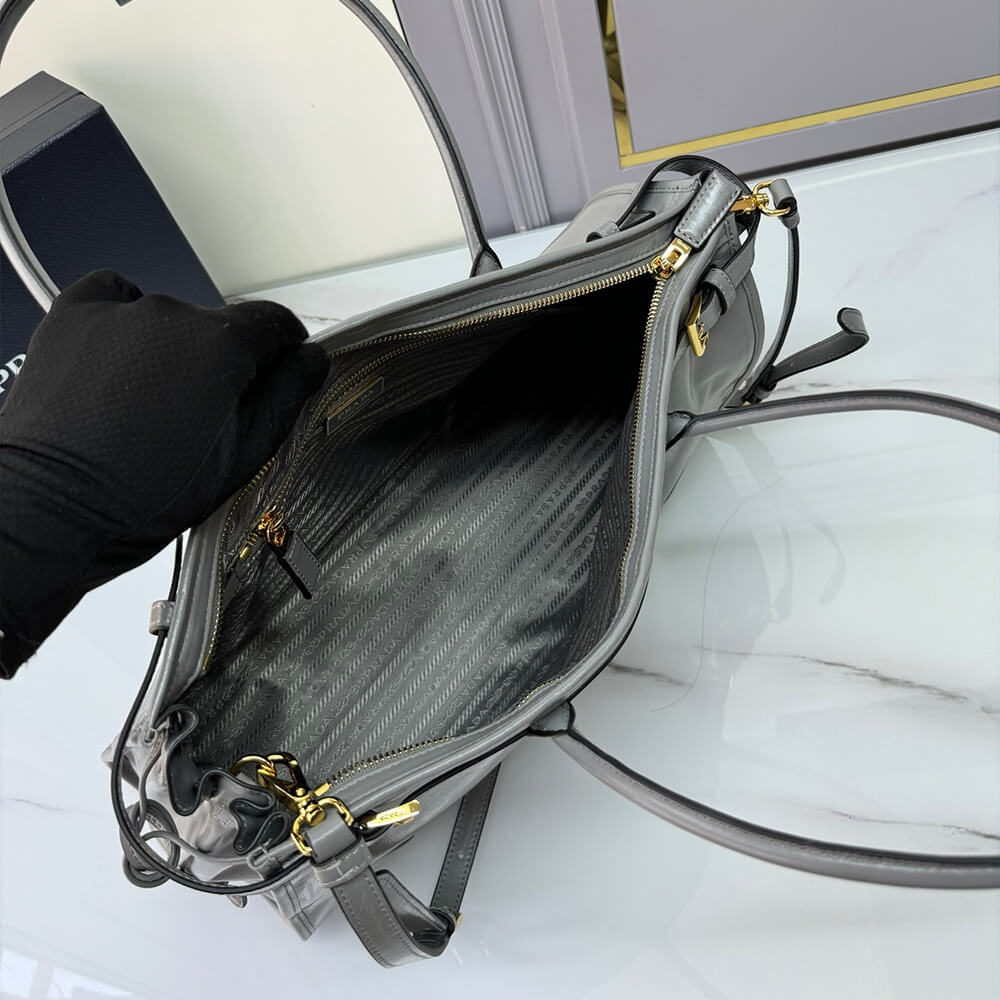 Pewter Prada Large leather handbag (Best
 grade) - Image 8