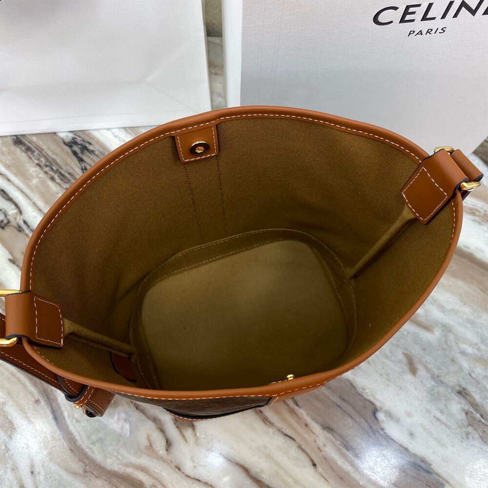 Tan CELINE SMALL BUCKET - Image 8