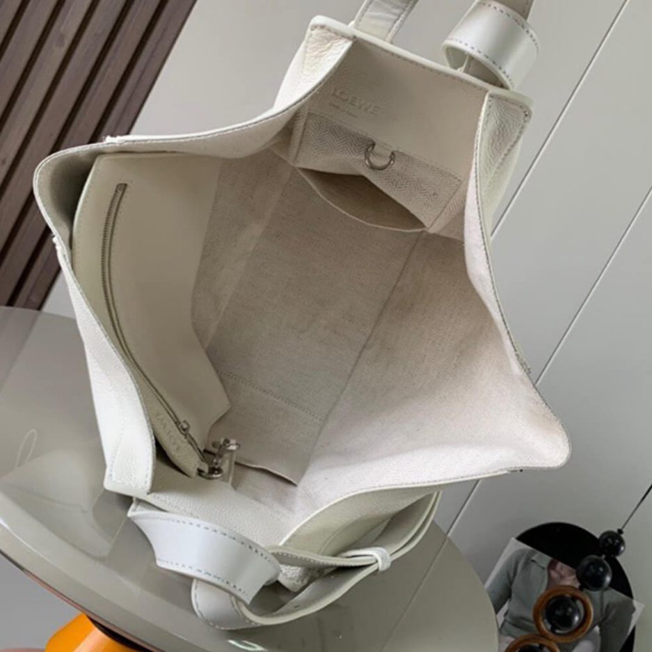 White Loewe Small Hammock bag in soft grained calfskin - Image 8