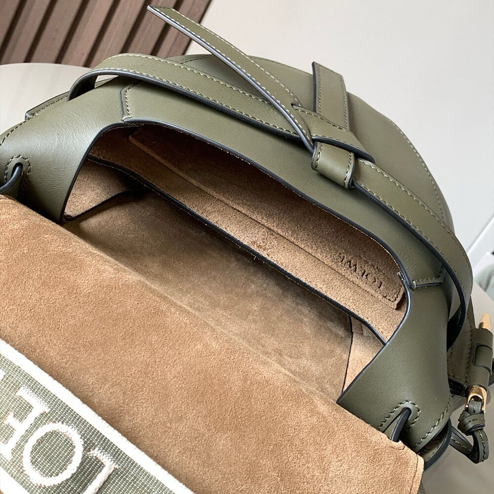 Autumn Green Loewe Small Gate bag in soft calfskin and jacquard - Image 8