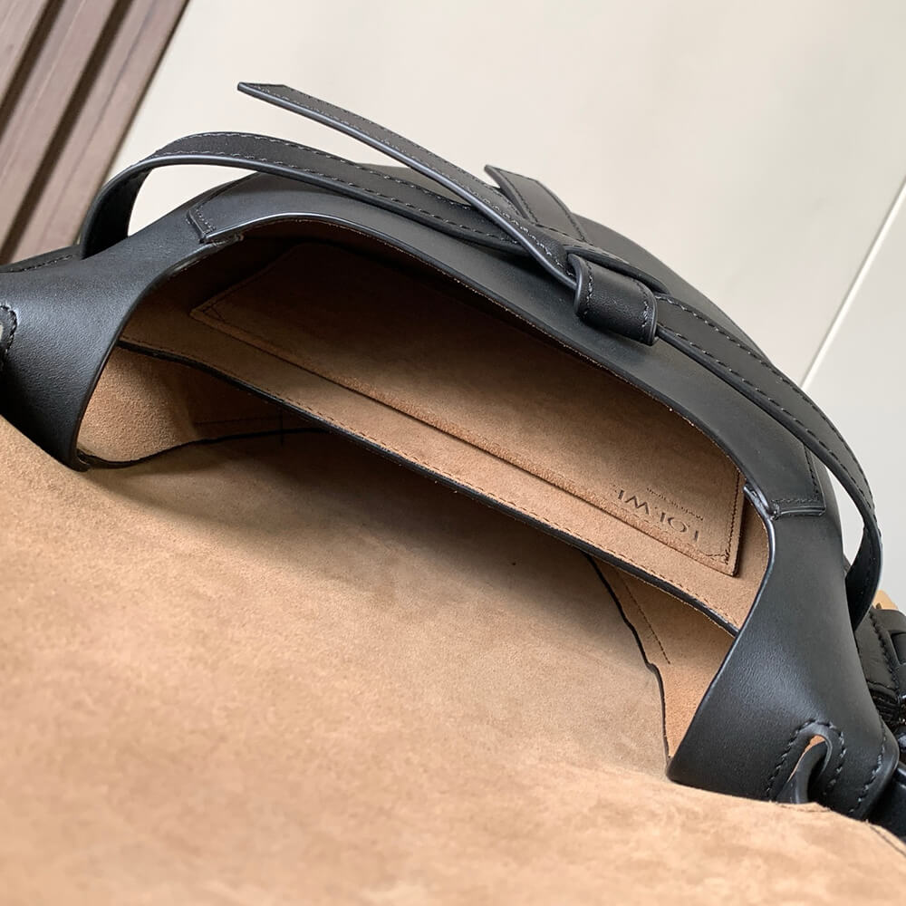 Black Loewe Small Gate bag in soft calfskin and jacquard - Image 8