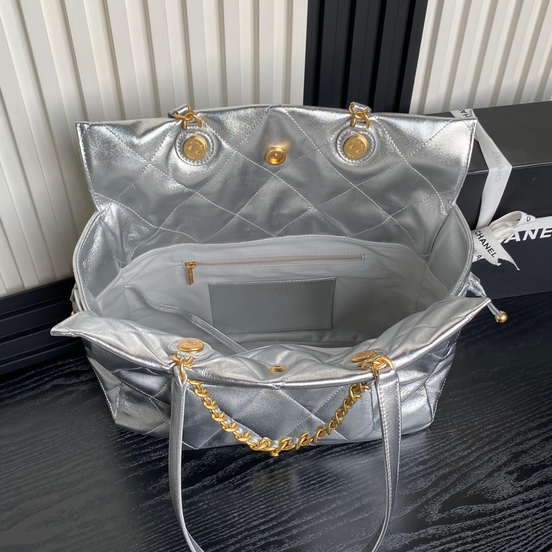 Silver Chanel Shopping Bag (Best
 grade) - Image 8